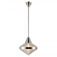  PD348114PNPG - Willard 14-in Polished Nickel/Prismatic Glass 1 Light Pendant