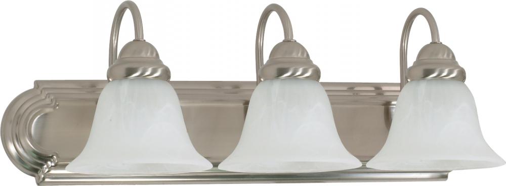 Ballerina - 3 Light 24" Vanity with Alabaster Glass - Brushed Nickel Finish