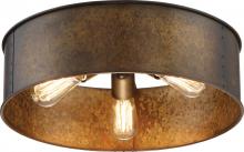  60/5893 - Kettle - 3 Light Flush Fixture - Weathered Brass Finish