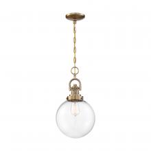  60/6671 - Skyloft- 1 Light Pendant - with Clear Glass - Burnished Brass Finish