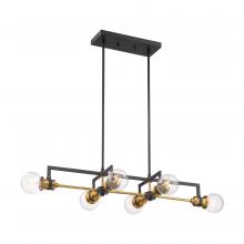  60/6977 - Intention - 6 Light Island Pendant - Warm Brass and Black Finish