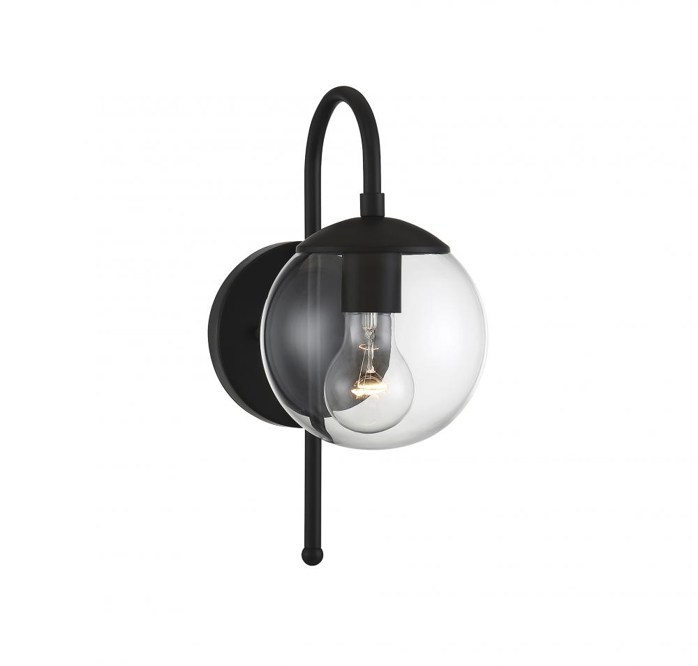 1-Light Outdoor Wall Lantern in Matte Black