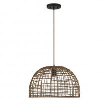  M70105DR - 1-Light Pendant in Dark Rattan with A Dark Brown Socket