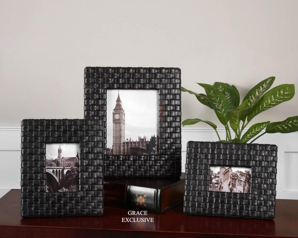 Maulana Black Woven Photo Frame Set/3