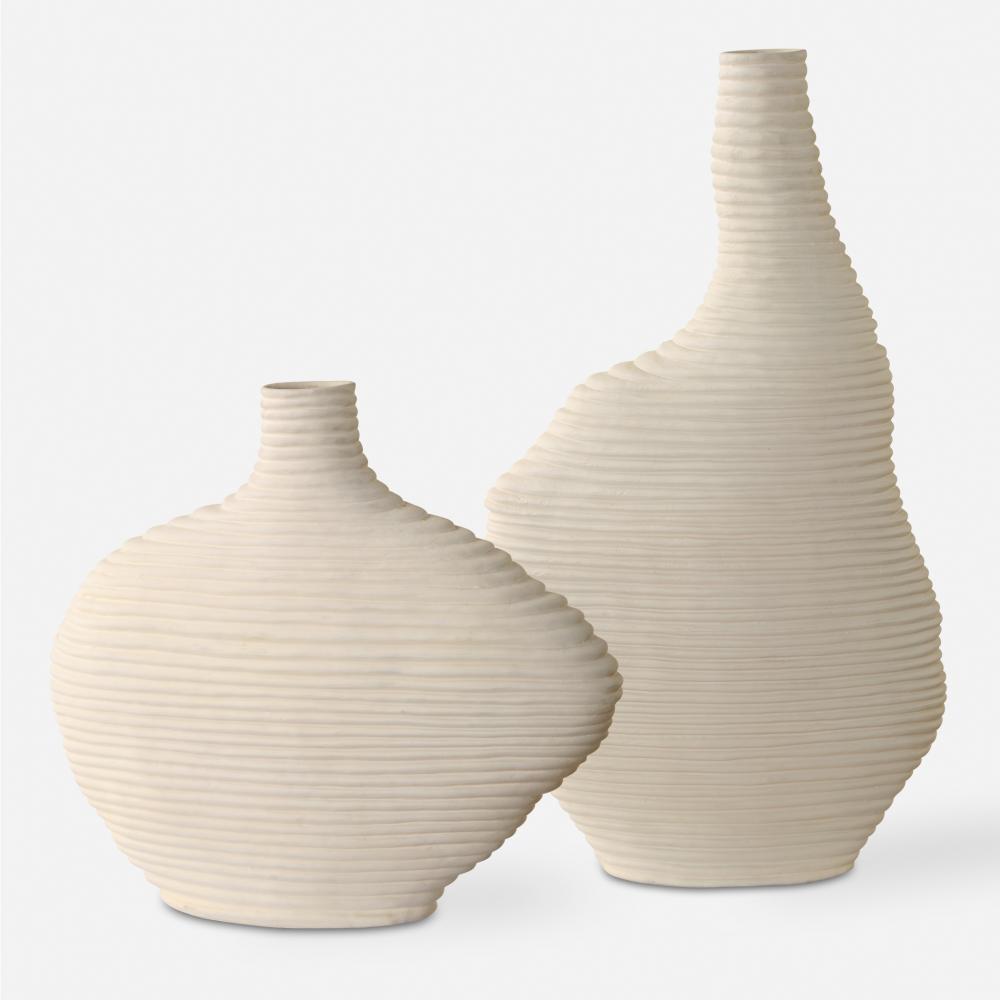 Uttermost Duostacked Matte White Vases, S/2