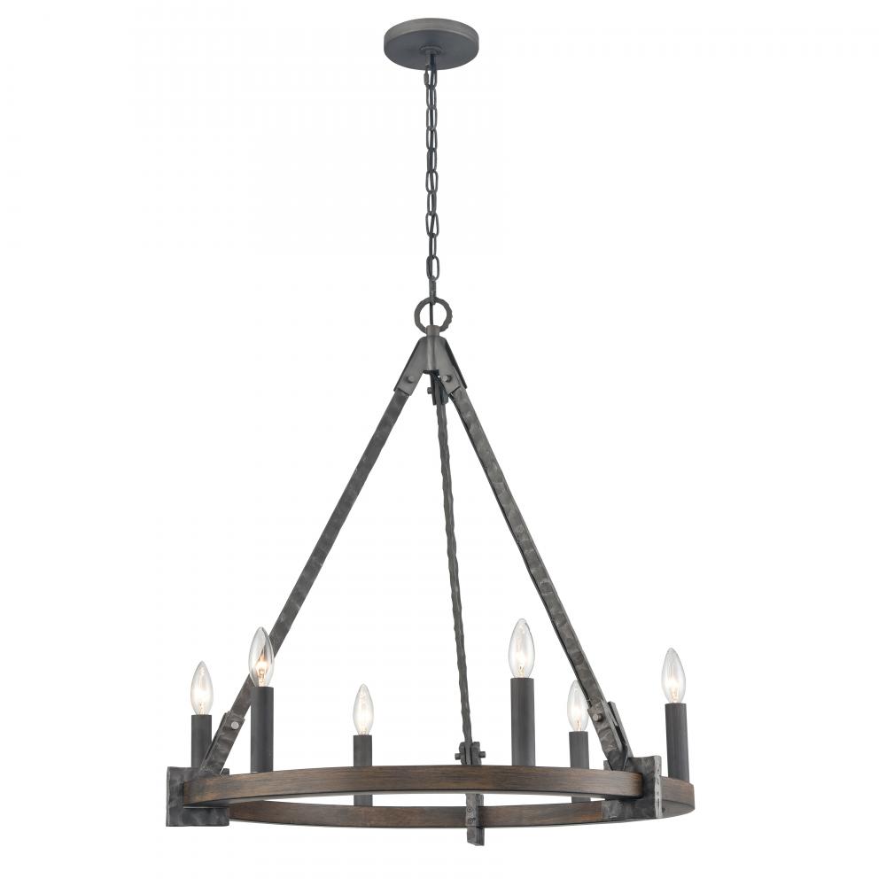 Harwell 28.75'' Wide 6-Light Chandelier - Antique Millwood