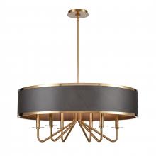  82335/6 - Engel 30'' Wide 6-Light Chandelier - Satin Brass with Ebony